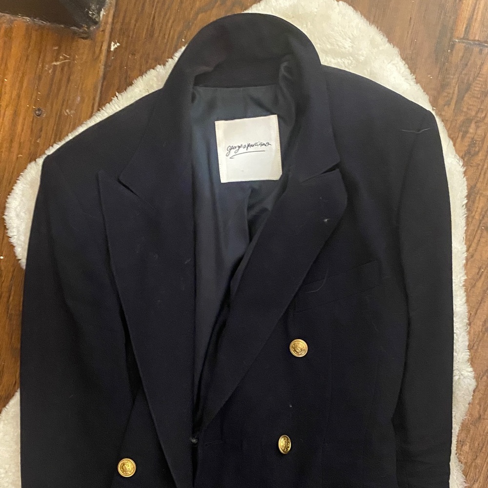 Marciano Men's Black Pea Coat with Gold Buttons
